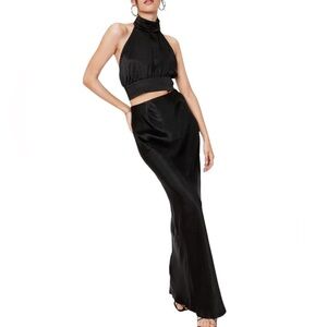 Nastygal Satin High Waisted Maxi Skirt